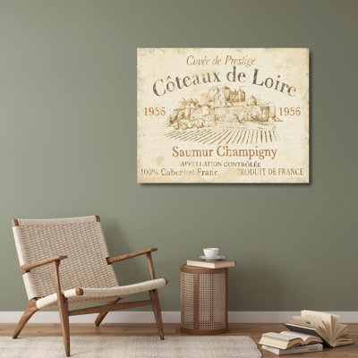 «Red Barrel Studio® Brissonnet, Daphne Gallery, art sur toile tendue« French Wine Label II Cream »78308