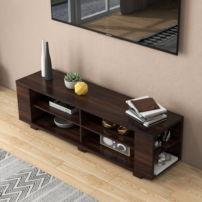 Wooden TV Stand with 8 Open Shelves for TVs up to 65 Inch