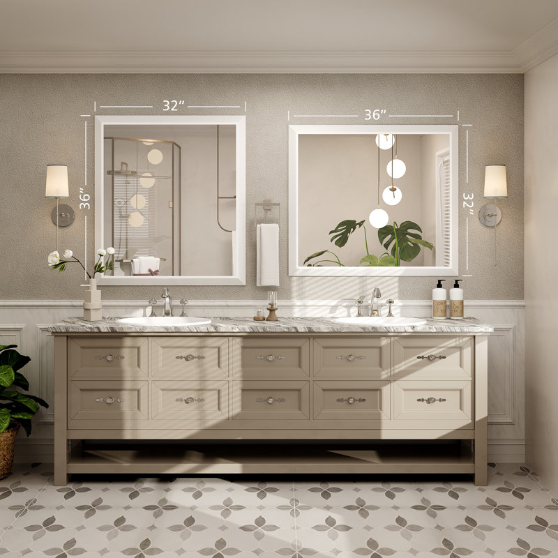 Miroir de meuble-lavabo mural Molly, 36 po x 32 po, Blanc