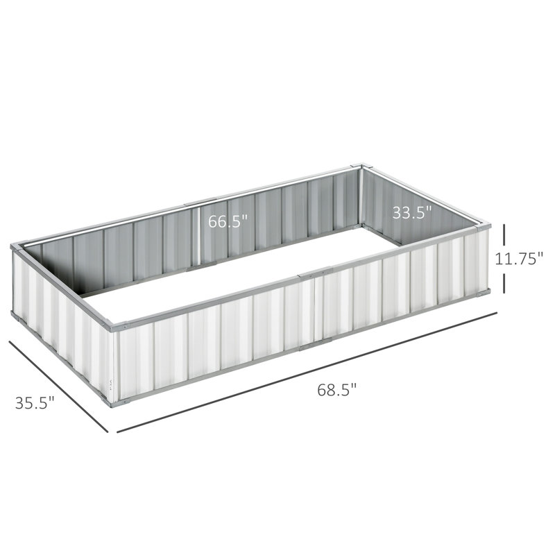 White Galvanized Steel Raised Garden Bed Kit for Vegetables