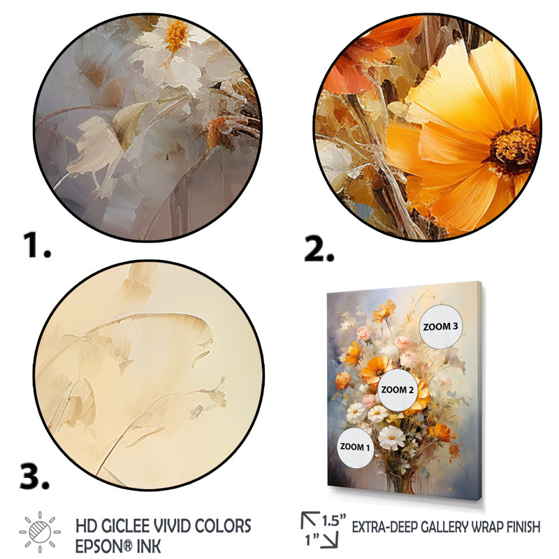 «Darb Beige Sunflowers», impression romantique sur toile, Cadre photo noir, H 20 po x l 12 po x P 1 po