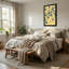 Plantes et fleurs Fleurs bleues sur fond jaune avec tiges dorées-2132831328