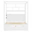 Lit à baldaquin en bois, taille standard, avec tête de lit bibliothèque, prises USB et éclairage DEL RVB intelligent, lit plateforme avec rangement sous le lit, tiroir au pied du lit et garde-robe réversible, blanc-657576028-657576030