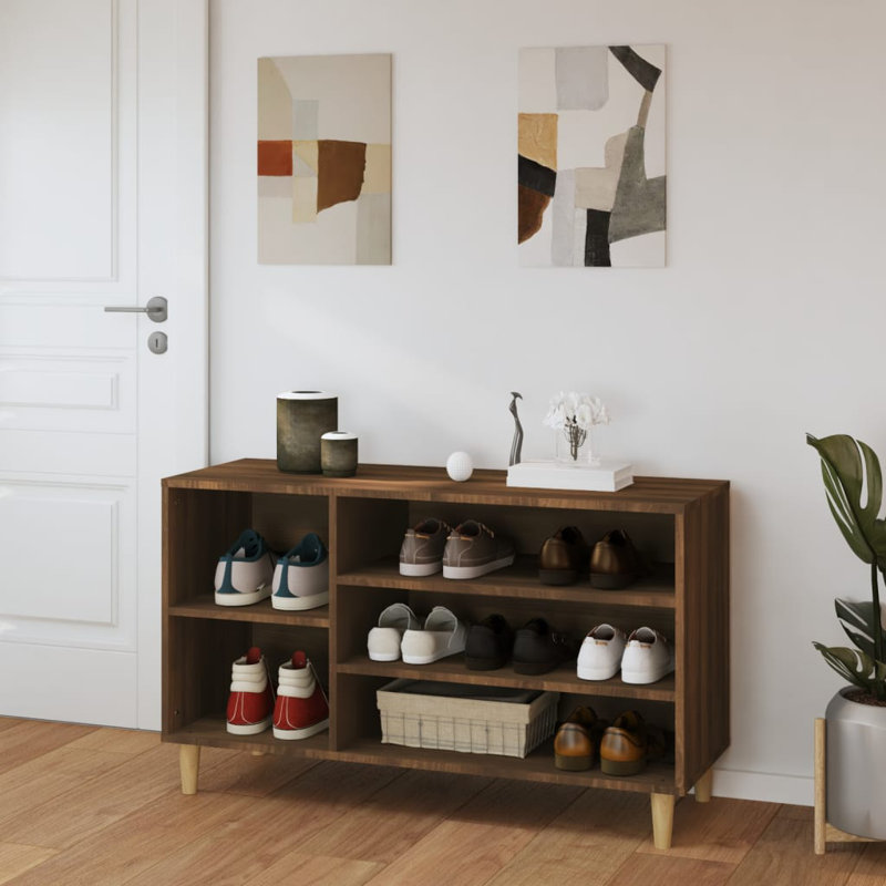11 Pair Shoe Rack, Brown Oak