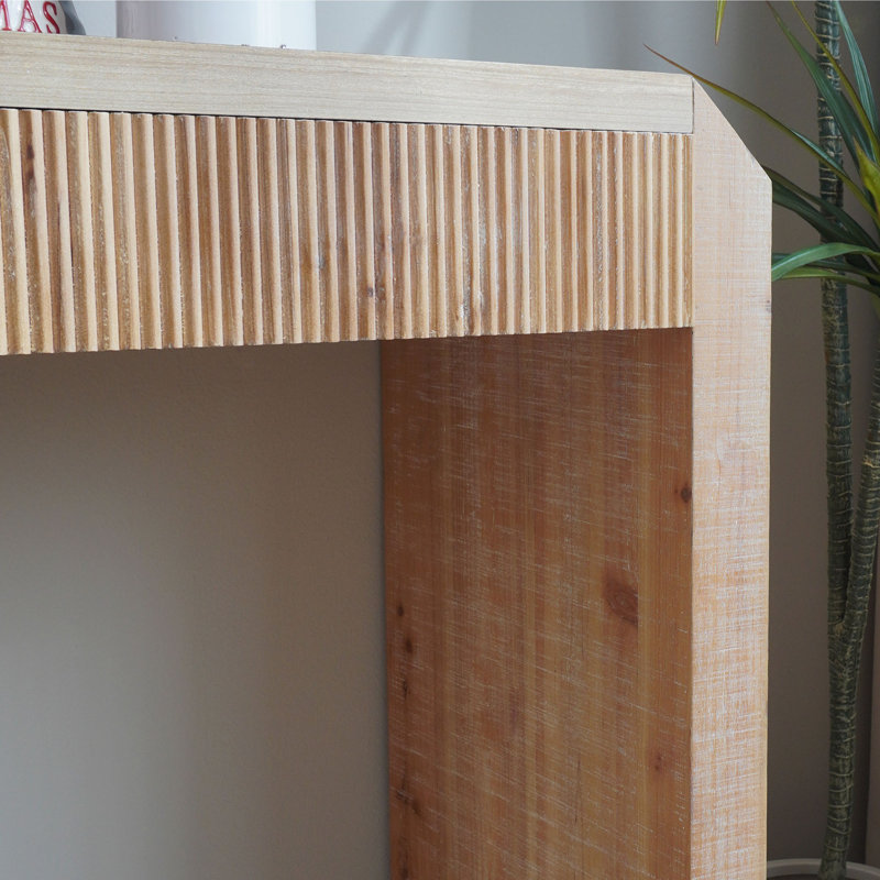 Console rustique en bois avec tiroir - Design minimaliste, texture nervurée