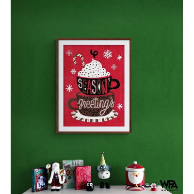 Cozy Christmas Wall Art Season Greetings Festive Mug Coffee Hot Cocoa, impression encadrée, cuisine, café, restaurant, décoration des Fêtes 37960