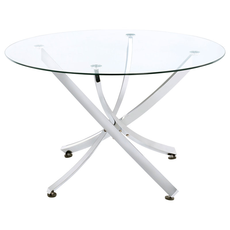 Aberdeen Round Dining Table Chrome And Clear