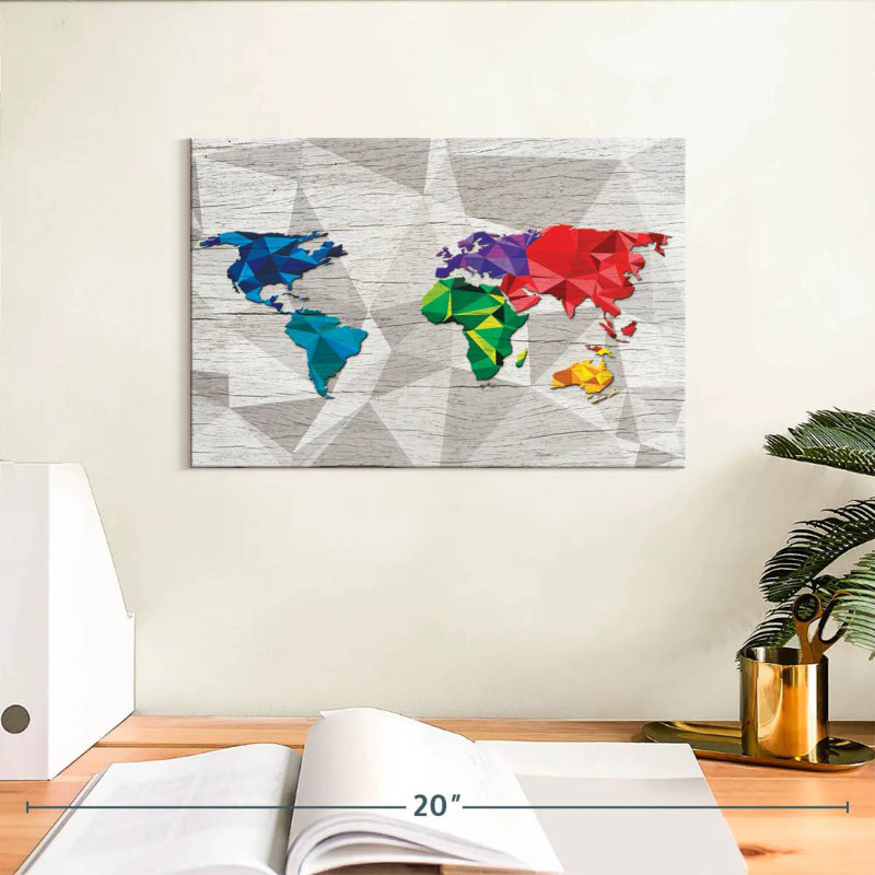 Aliaz Geometric World Map II, 8" H x 12" W