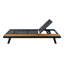 Structure de chaise longue en fer noir et bois d'acacia avec finition en teck