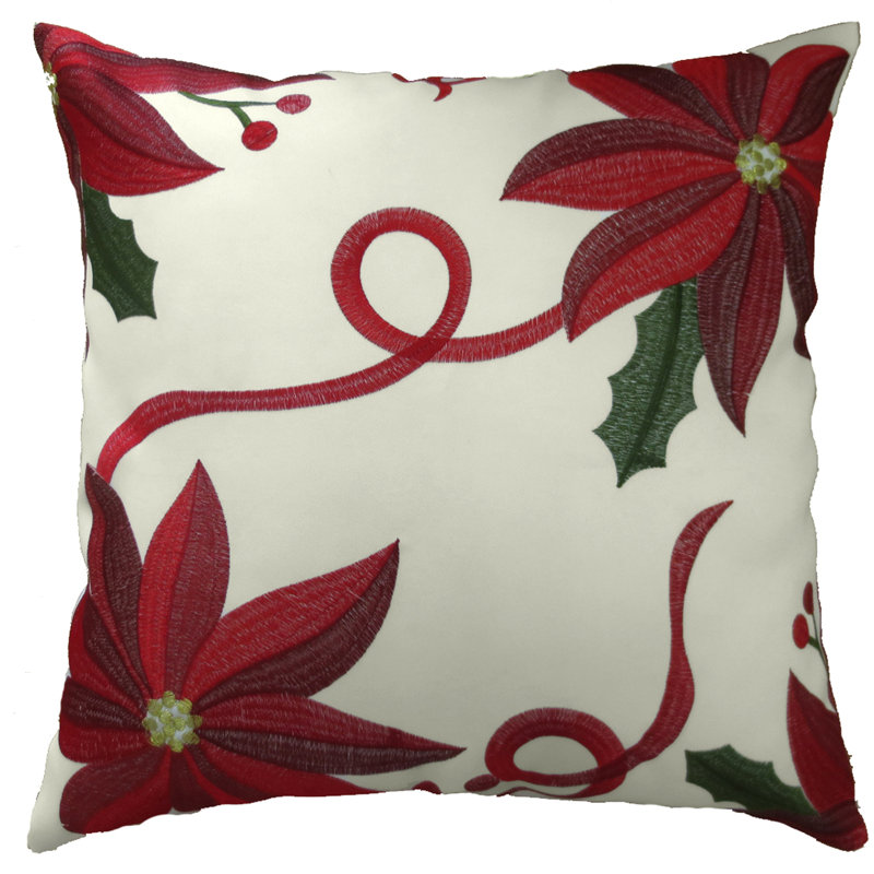Housse de coussin décoratif de noël décoratif en fleur, Applique Ivoire
