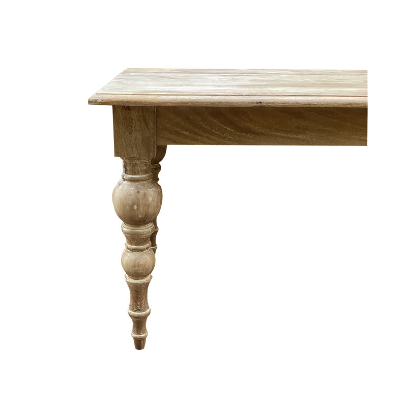 Mango Rectangular Solid Wood Top Dining Table, White Wash