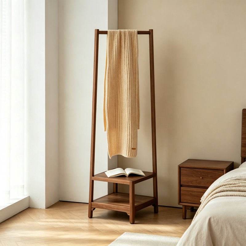 Walnut Wood A Frame Freestanding Coat Rack