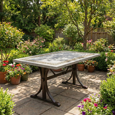 Burlington Rectangular Outdoor with Umbrella Hole Dining Table - 152 cm W 96 cm D