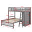 Lit superposé simple au-dessus de double en bois avec tiroirs et tablettes flexibles, lit inférieur avec roulettes-1263415754