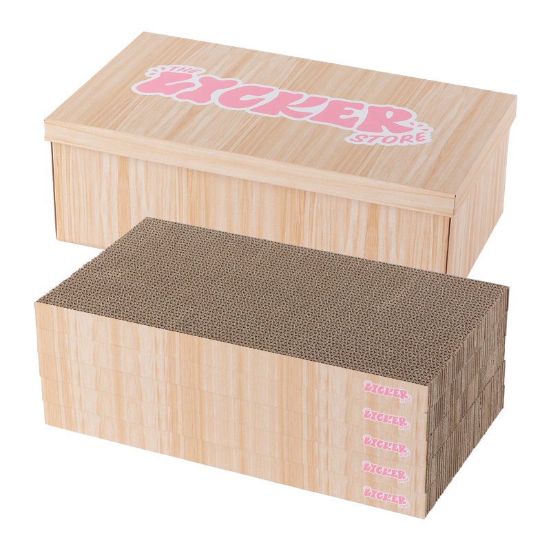 Tapis à griffer pour chat en carton réversible 17 po Elsabe, Finition de bois de chêne