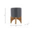 Pot à fleurs 5 po avec support en bois, gris mat-643802016