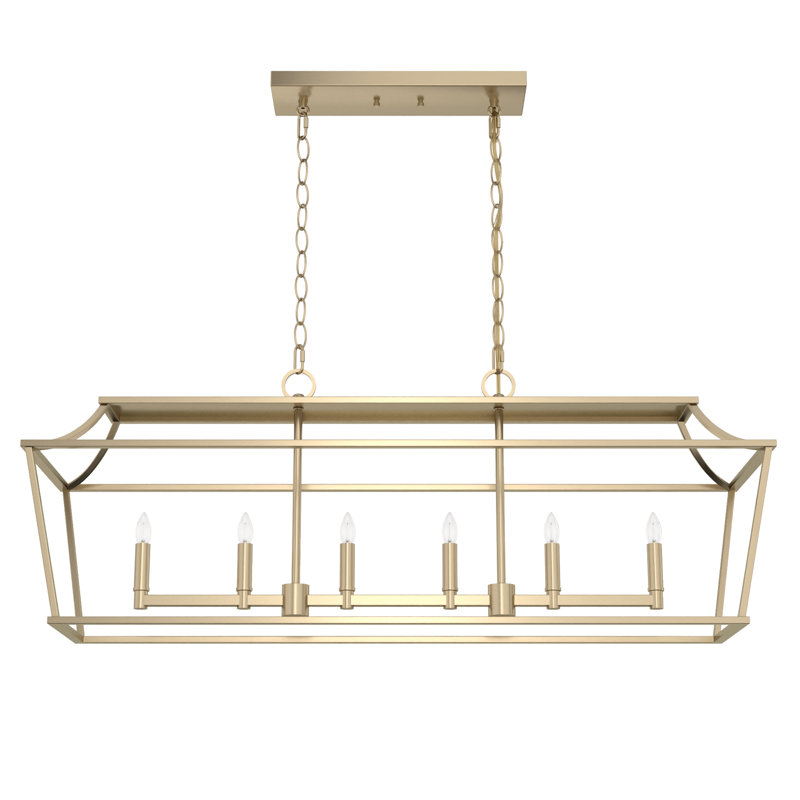 Laurel Ridge 6 - Light Kitchen Island Rectangle Pendant Light, Alturas Gold