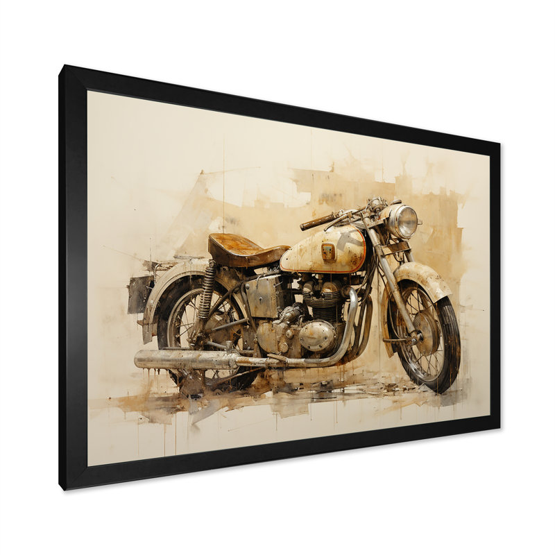 Minimalisme à moto sur toile, H 34 po x l 44 po x P 1,5 po, Cadre simple noir