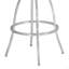 Tabouret de bar de 26 po de hauteur comptoir en similicuir gris avec finition en acier inoxydable brossé et dossier en placage de noyer