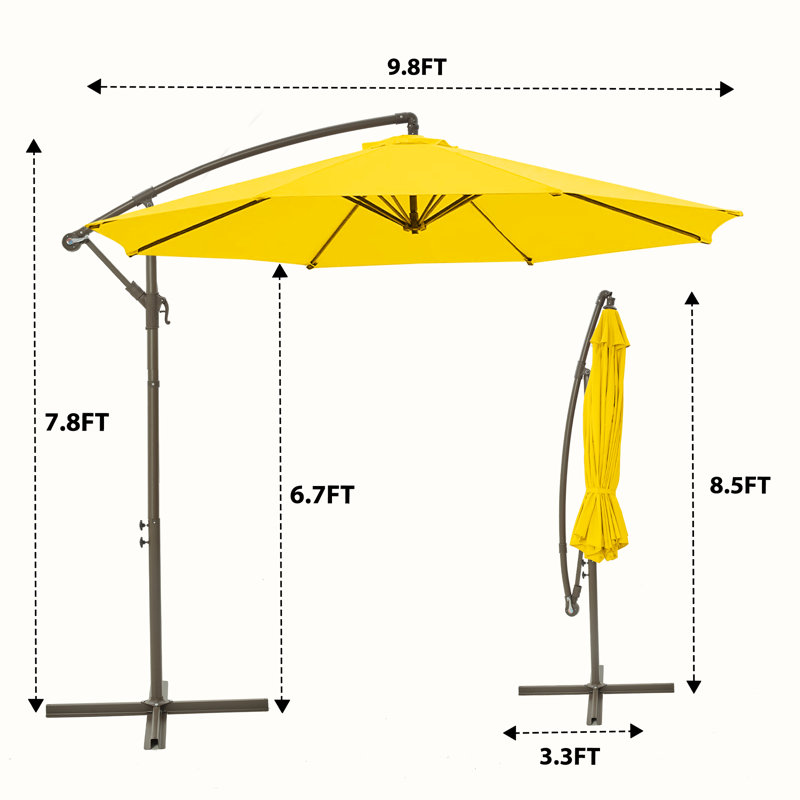 Parasol en porte-à-faux octogonal de bonne qualité, Jaune
