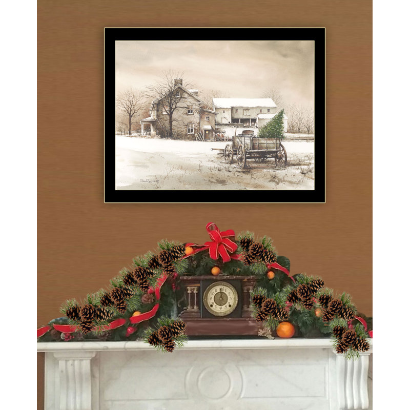 «Bringing Home The Tree», art mural pour le salon, décoration murale par John Rossini, Noir