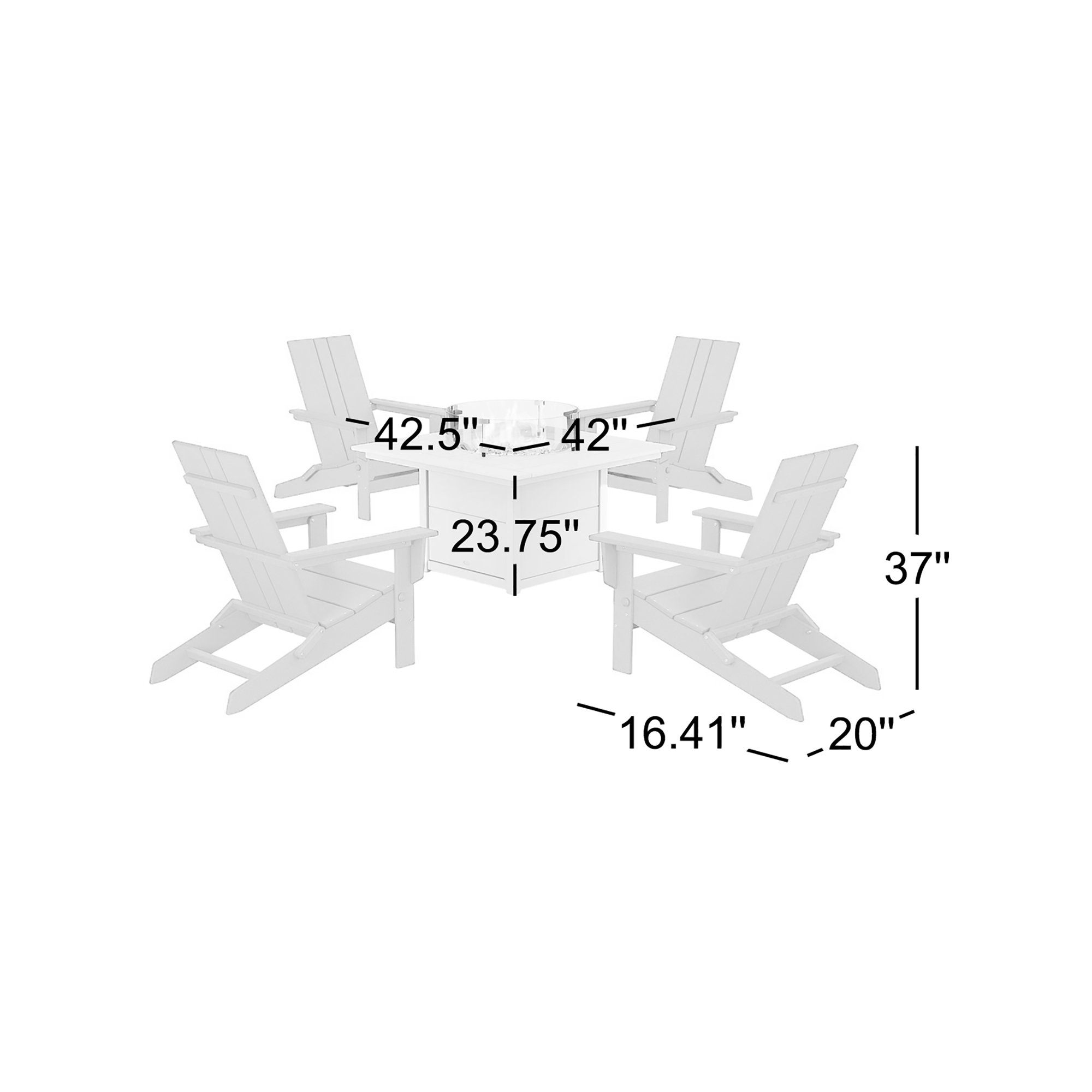 Foldable Outdoor Adirondack Chair With Table, Navy/White