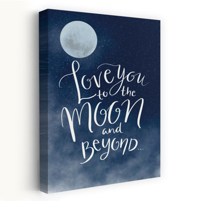 Moon Love Quote Romantic Abstract Contemporary Landscape Nature Wall Art Print