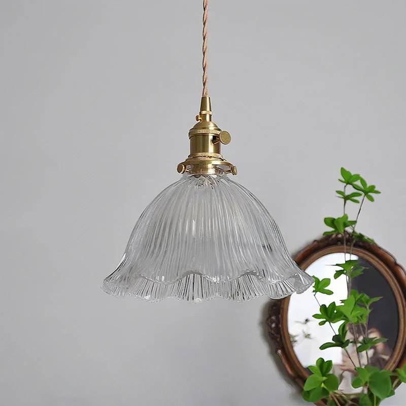 Flower Glass Shade Pendant Light, Clear