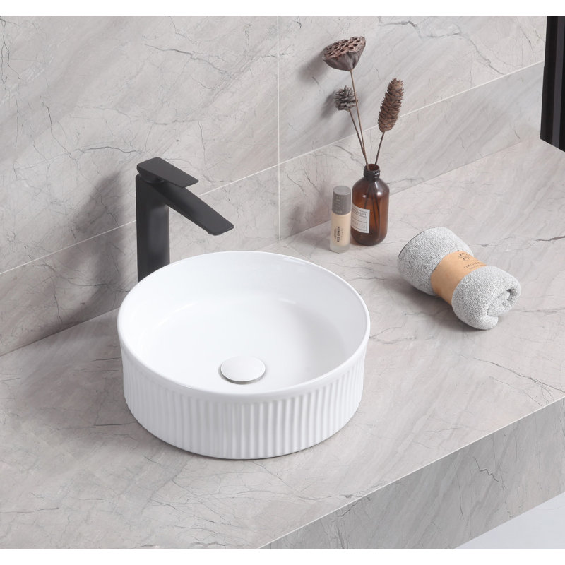 Brayden Studio Danyel 375mm L x 375mm W Ceramic Circular Sink