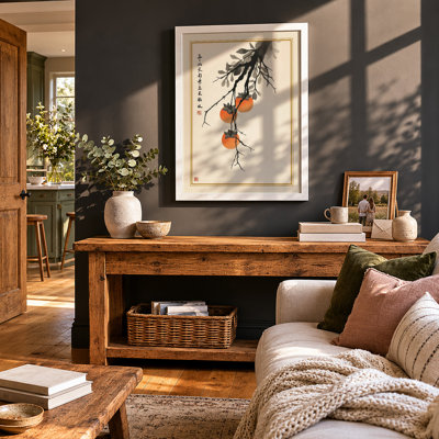 Persimmons on Branch Japandi - Framed Print