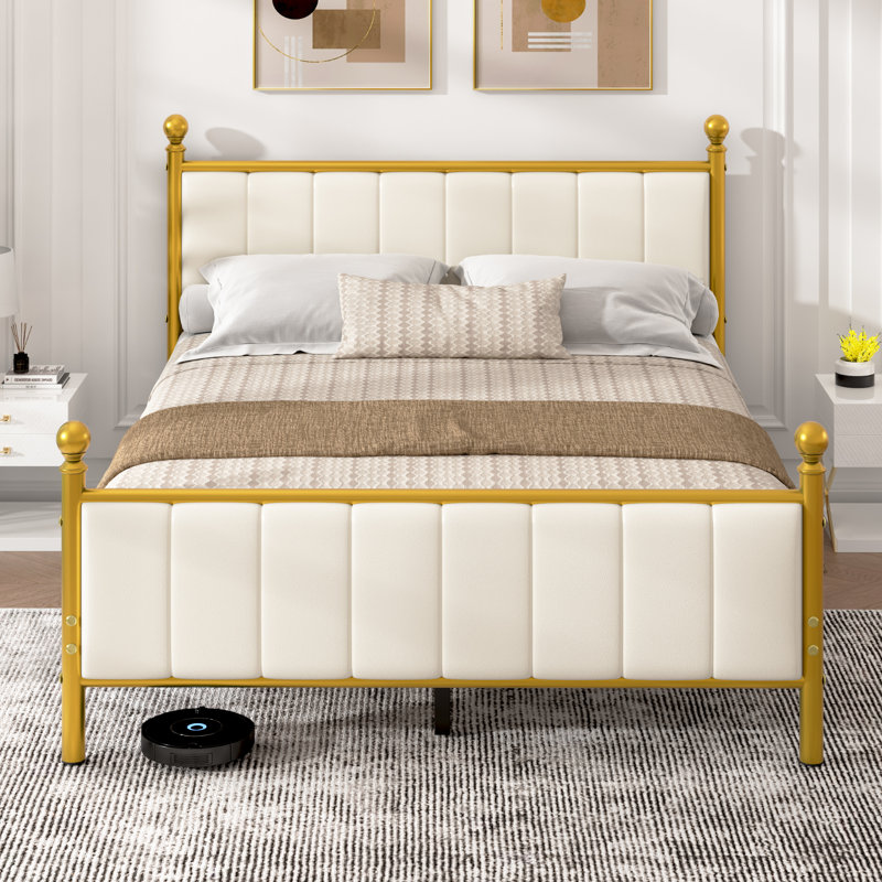 Full Size Bed Frame with Luxurious Appearance, Elegant Headboard, Ample Under-Bed Storage Space, Easy Assembly, Noise-Free