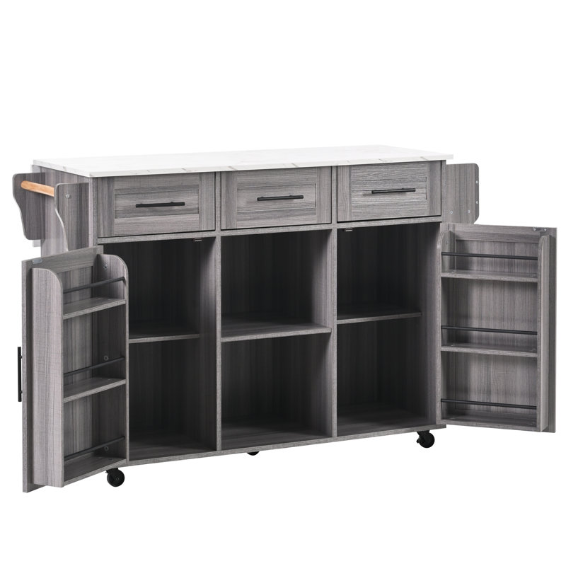 Wood Kitchen Island, Grey