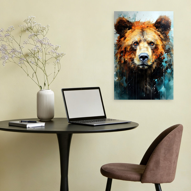 Ours aquarelle intense, art mural moderne, 24" H x 16" W