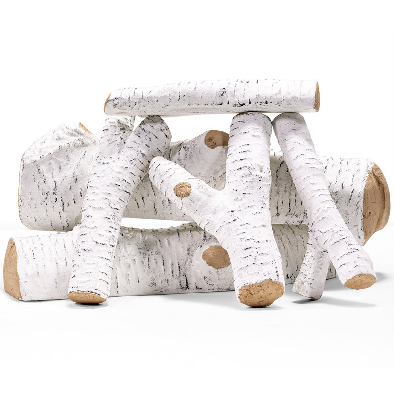 6 Piece Wood Natural Propane Gas Log Set