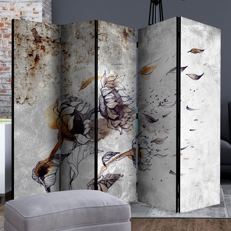 Chenango 172cm H Solid Wood Folding Room Divider, 5, Grey