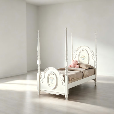 White Twin Poster Bed
