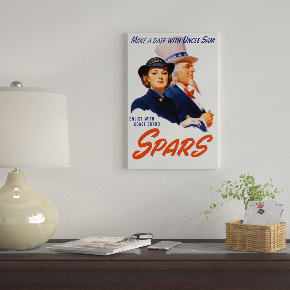 'WWII Poster of a Female Coast Guard Cadet and Uncle Sam' Vintage Advertisement on Canvas East Urban Home Mat