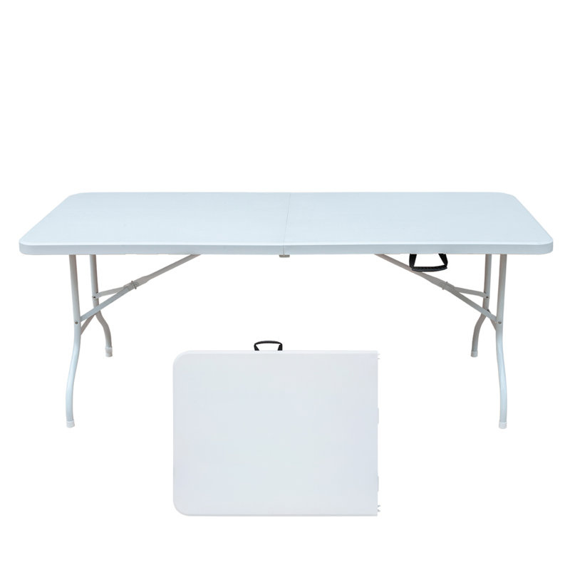 Table pliante de 6 pi, table en plastique portative pour le camping, les pique-niques, les fêtes, la table pliable à portance élevée blanche