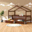 Spacieux lit simple en bois, finition noyer avec tiroirs de rangement