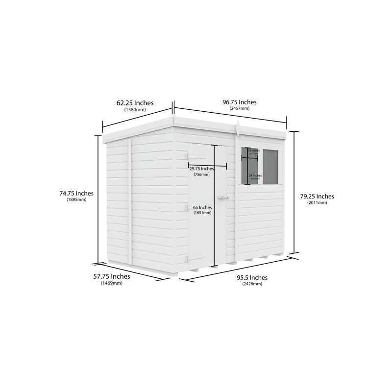 8x5 Pent Composite Shed