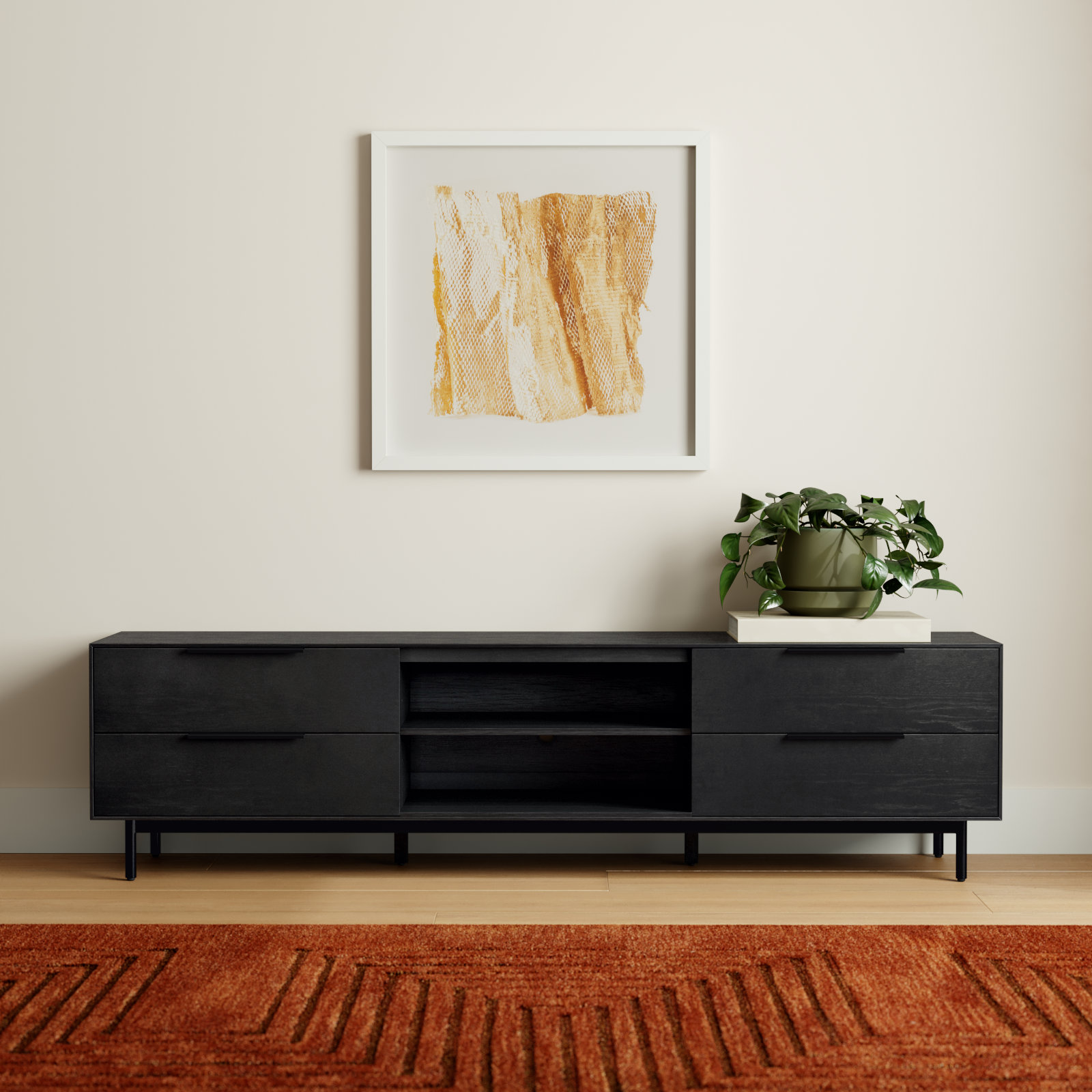 Ellis 76" Mahogany TV Stand, Black