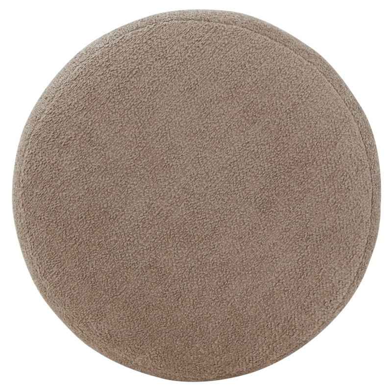 Nikolas Round Boucle Ottoman, Light Brown
