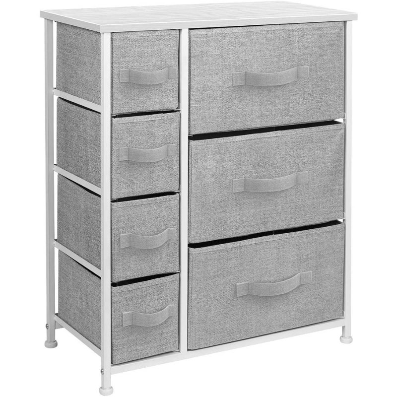 Sorbus River Layne White 7-Drawer Kids Dresser with Steel Frame