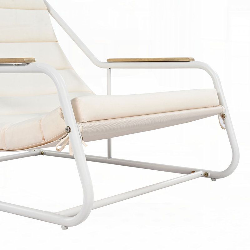 Ensemble de chaises longues d'extérieur 3 pièces, Blanc