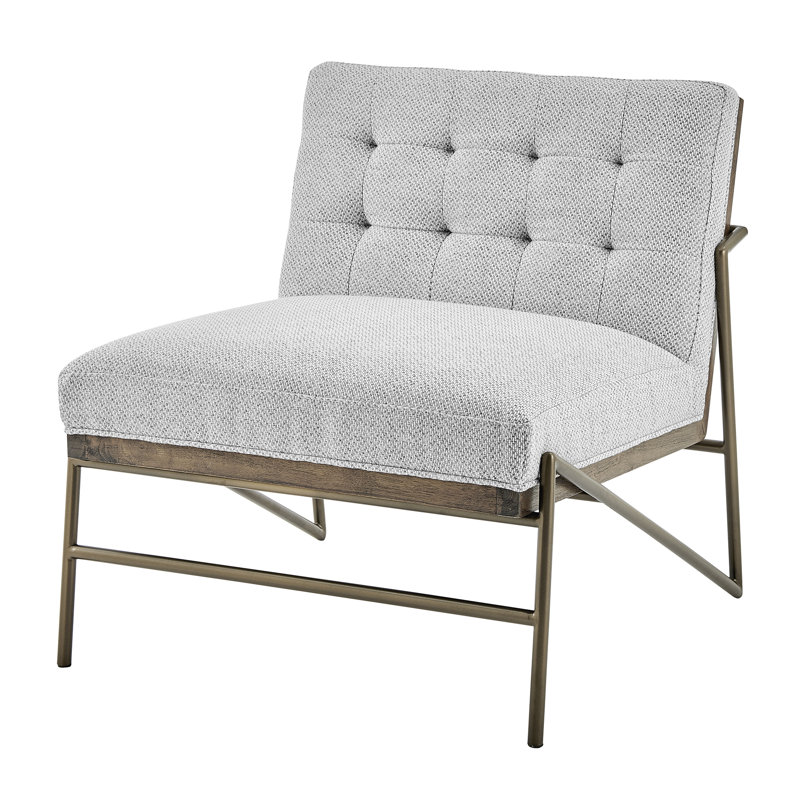 Arrlo Biscuit Tufted Armless Slipper Chair, Gray 
