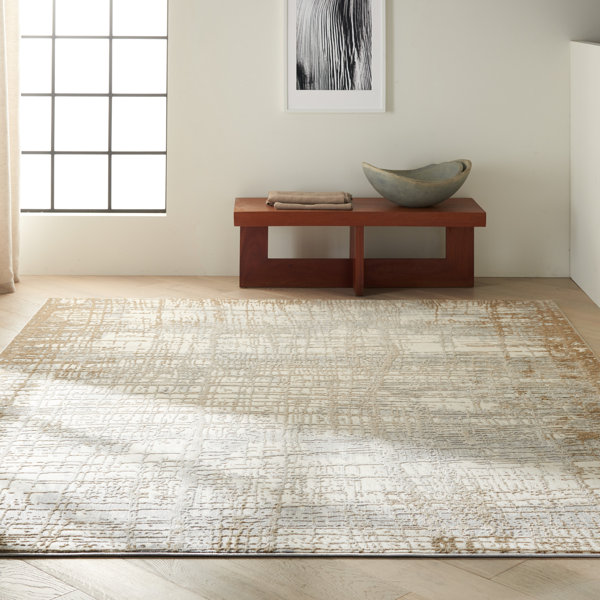 Nirvan Industrial Abstract Indoor Area Rug Gray/ivory - Captiv8e