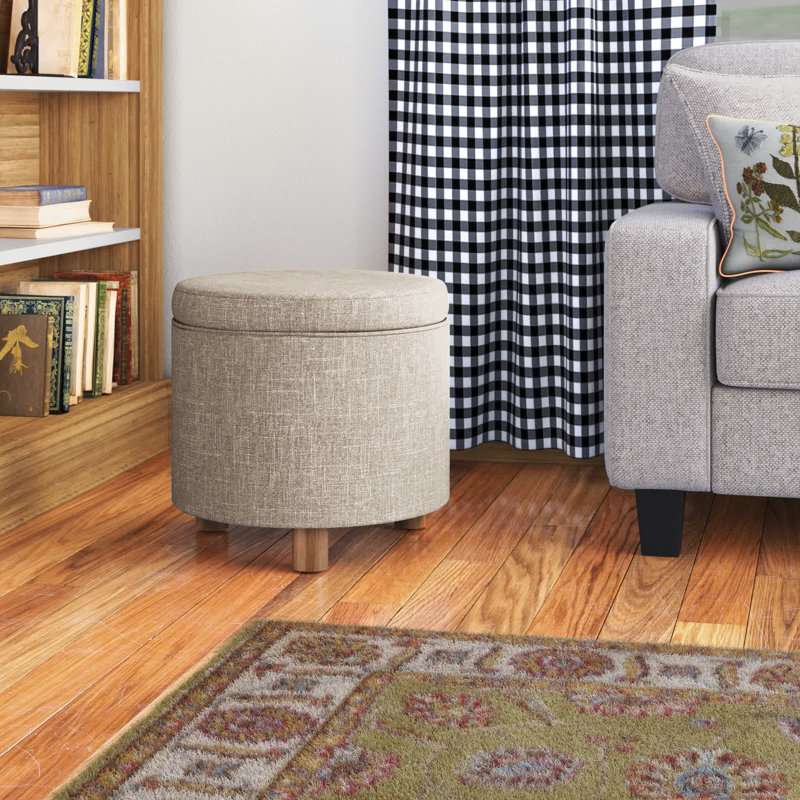 Amoret Upholstered Ottoman, Light Brown Basketweave