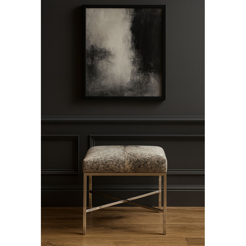 Banc rembourré en cuir de vache, H 19 po x l 36 po x P 16 po