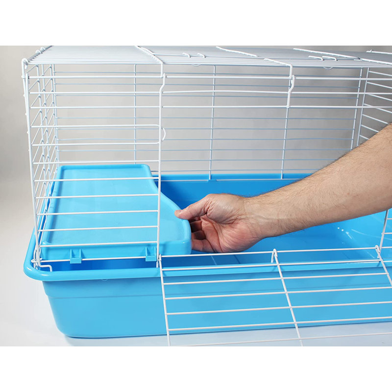 Blue and White Multi-Level Small Animal Cage with Ramp