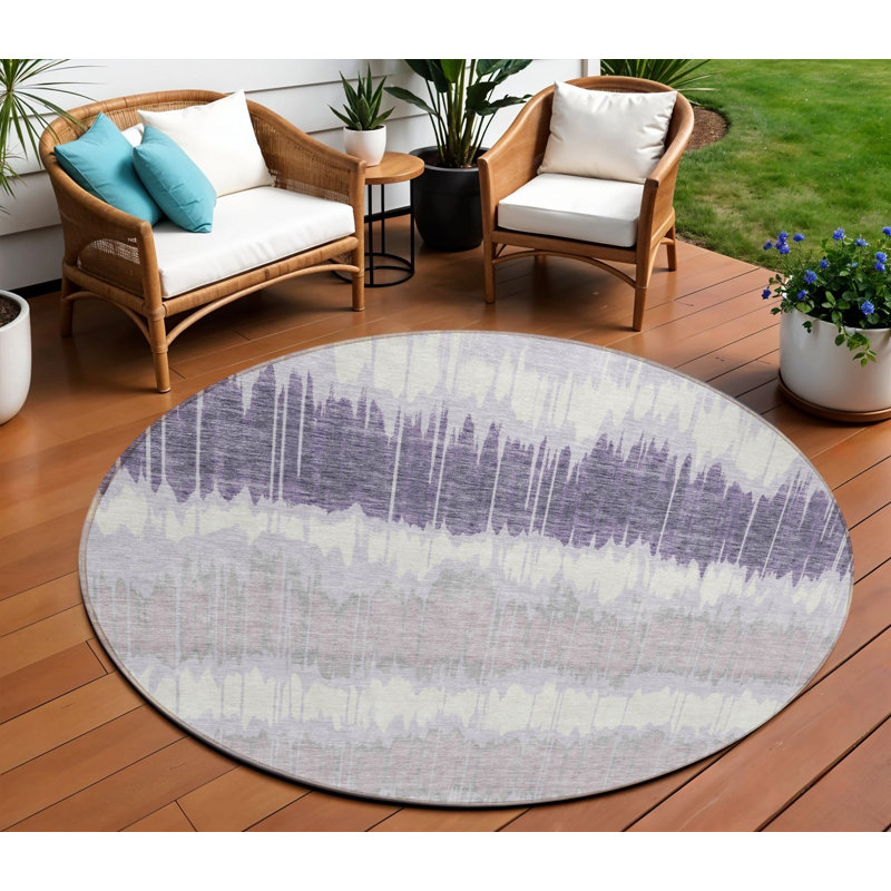 Tapis intérieur lavable rayé ivoire 8 pi
